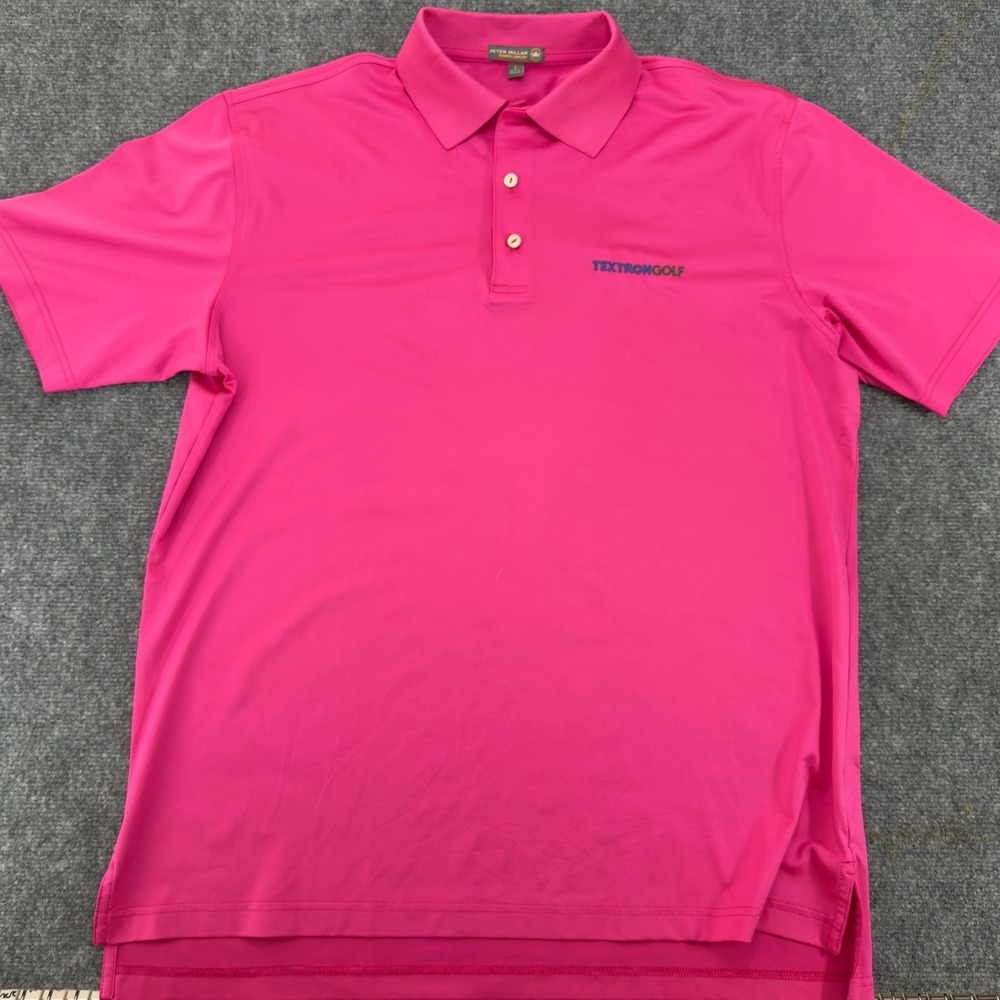 Peter Millar Summer Comfort Textron Golf Polo Shirt Pink Size L